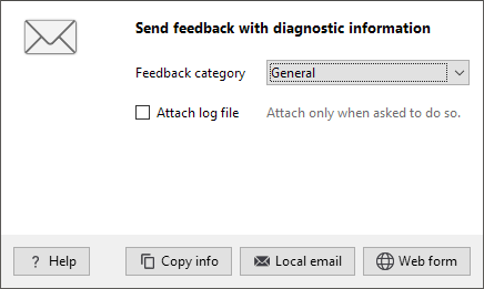 Send feedback dialog